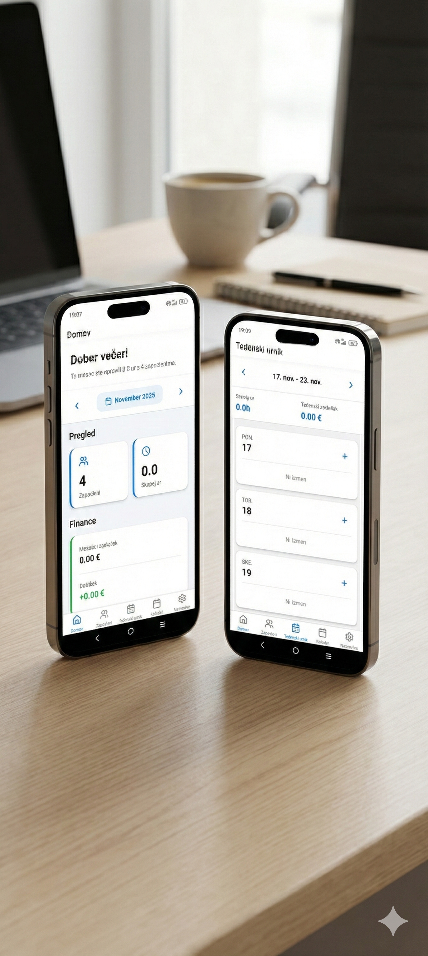 Dnevnik Zaposlenih - Pregled nadzorne plošče aplikacije